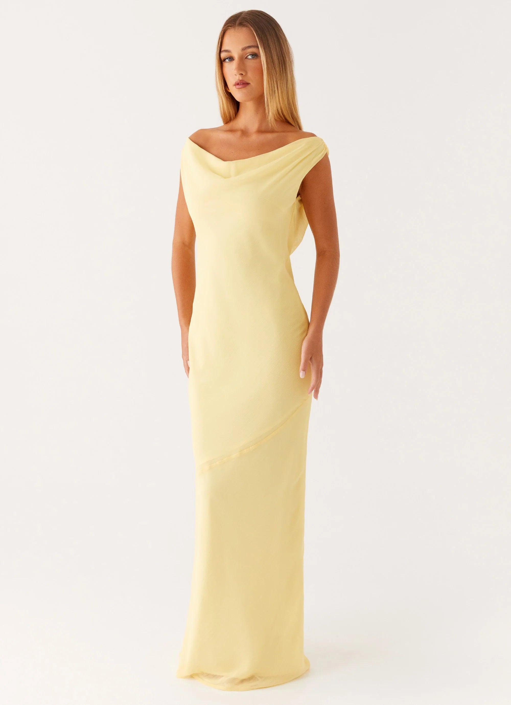 Brittany Chiffon Maxi Dress - Pastel Yellow