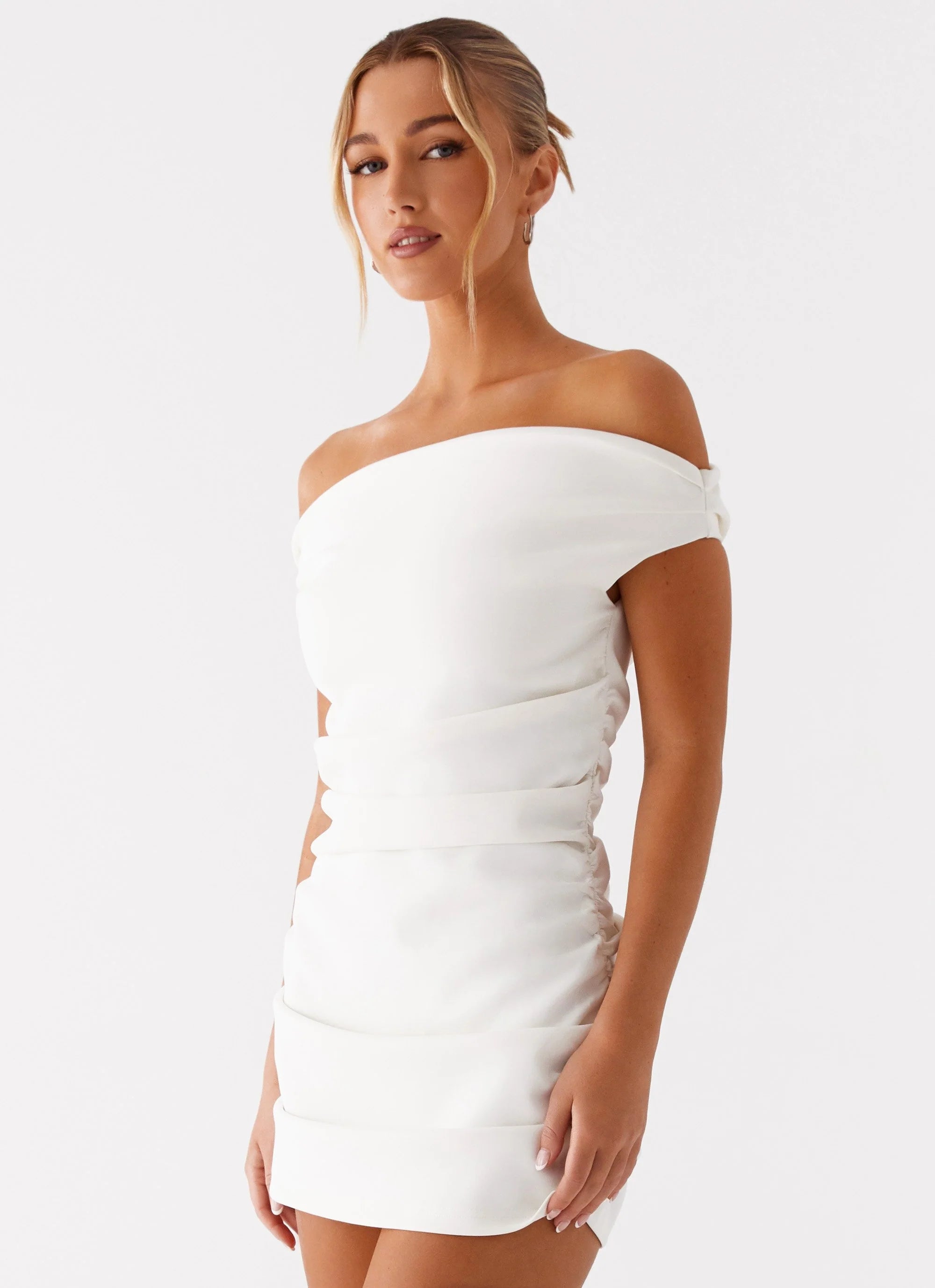 Morgan Off Shoulder Mini Dress - Ivory