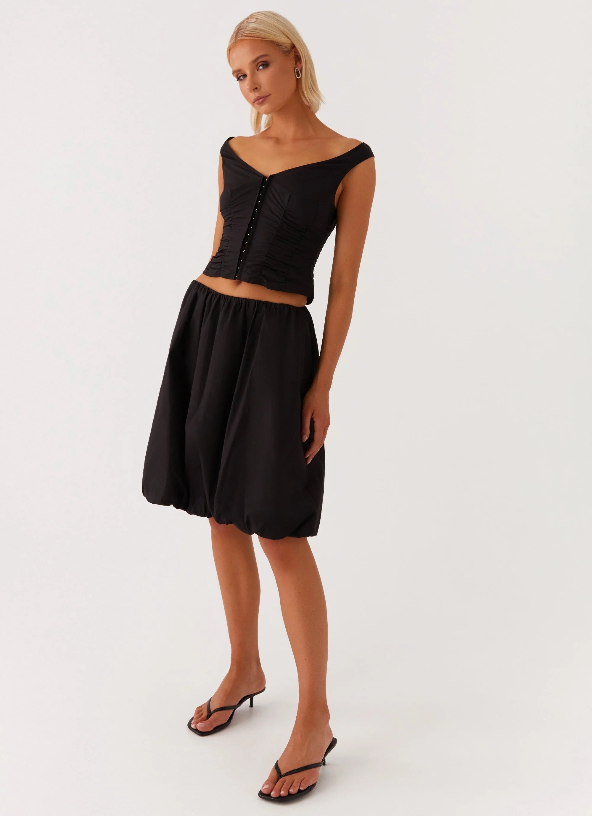 Make Way Bubble Midi Skirt - Black