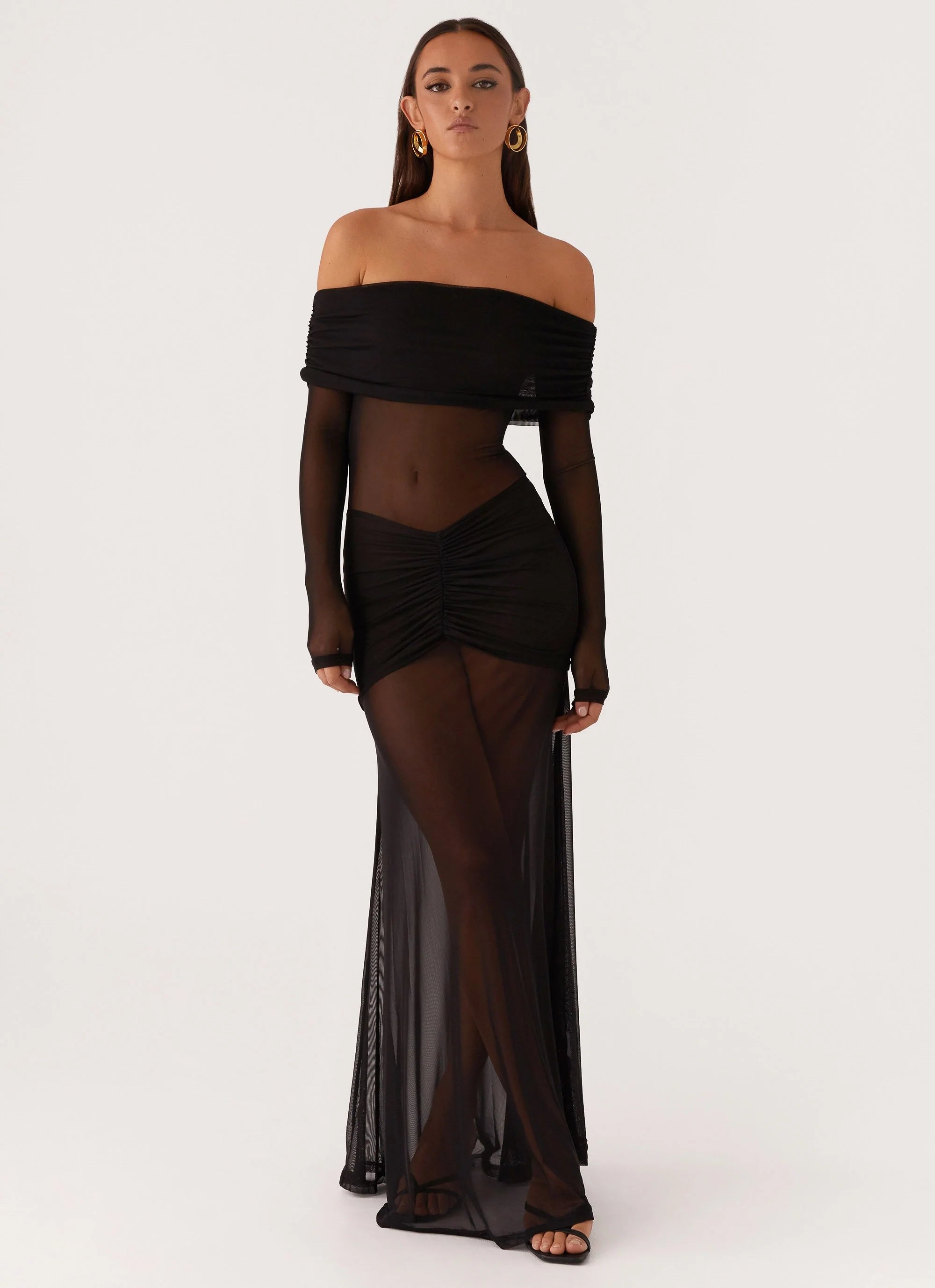 Maren Off Shoulder Maxi Dress - Black