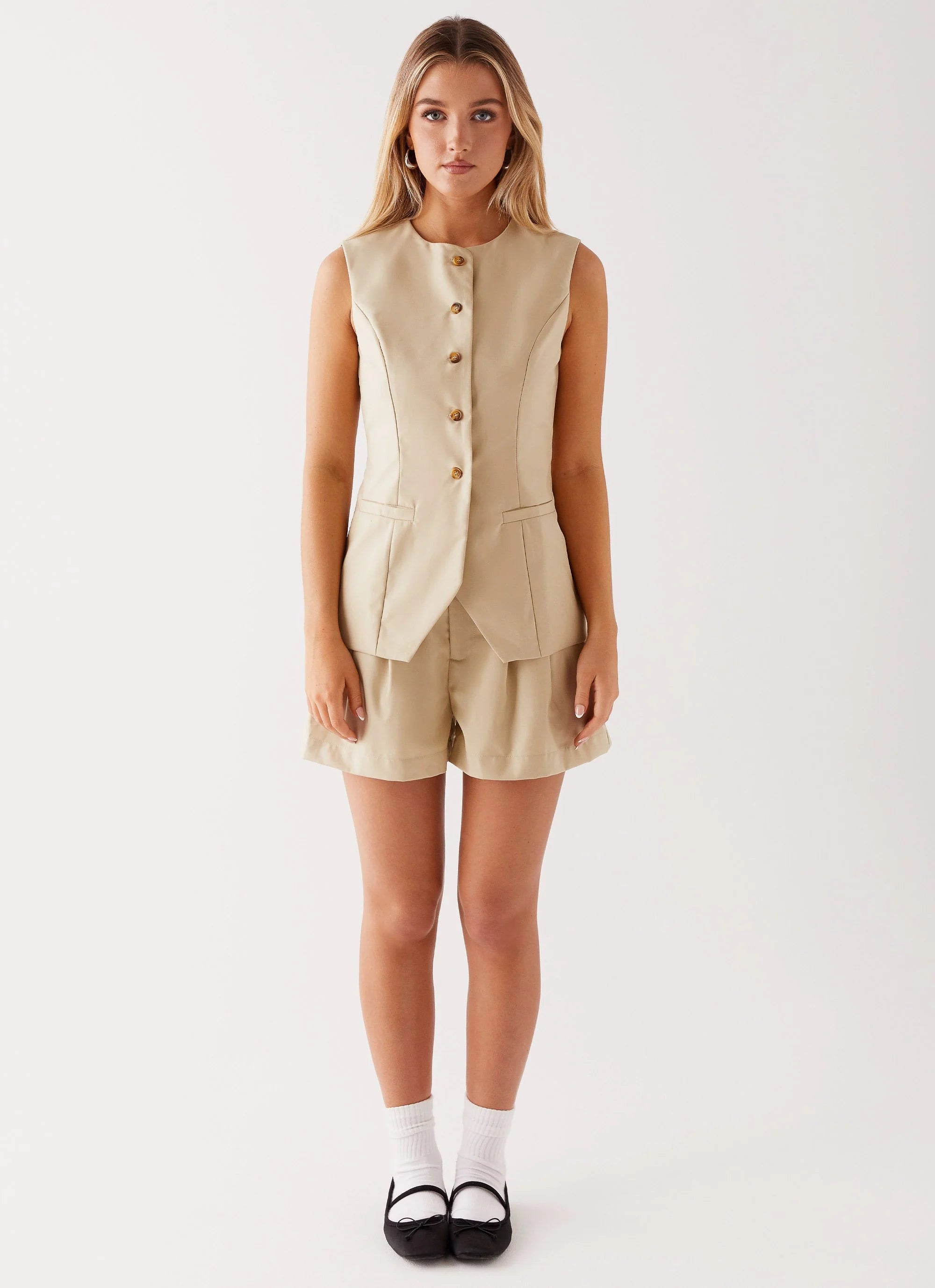 Siena Style Tailored Vest - Beige