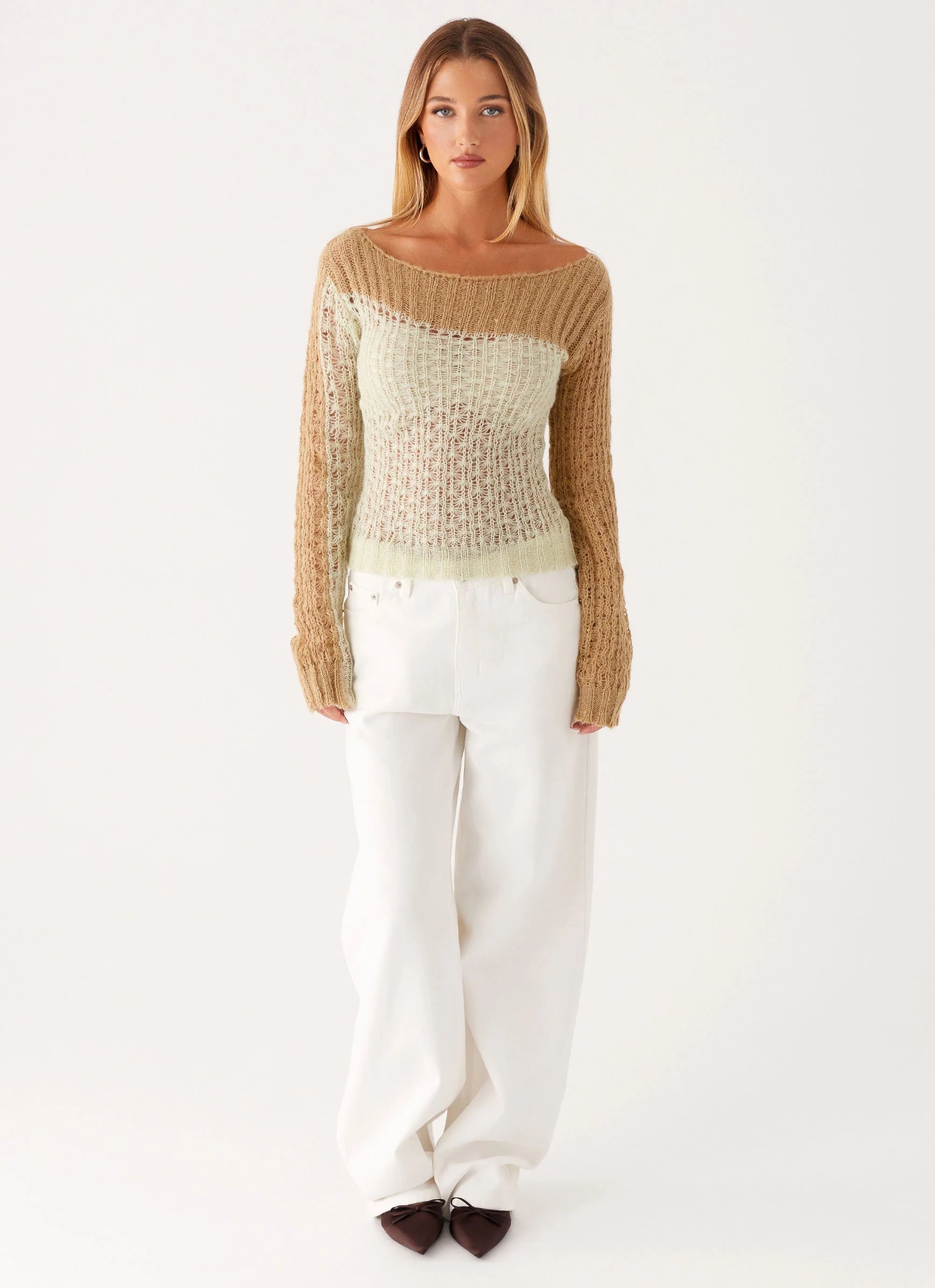 Gretchen Knit Top - Mint Spliced