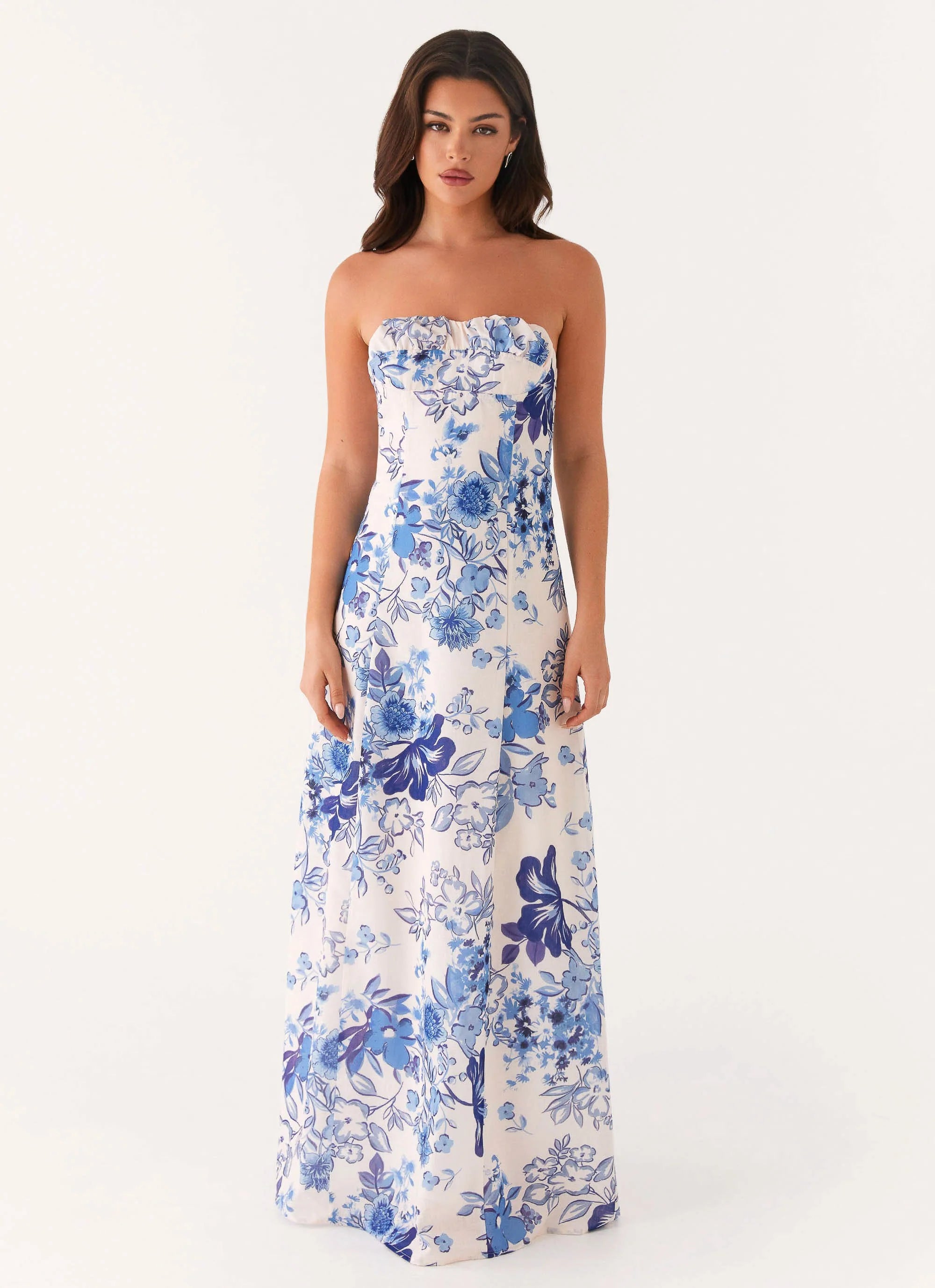 Tayla Linen Maxi Dress - Serene Sky Floral