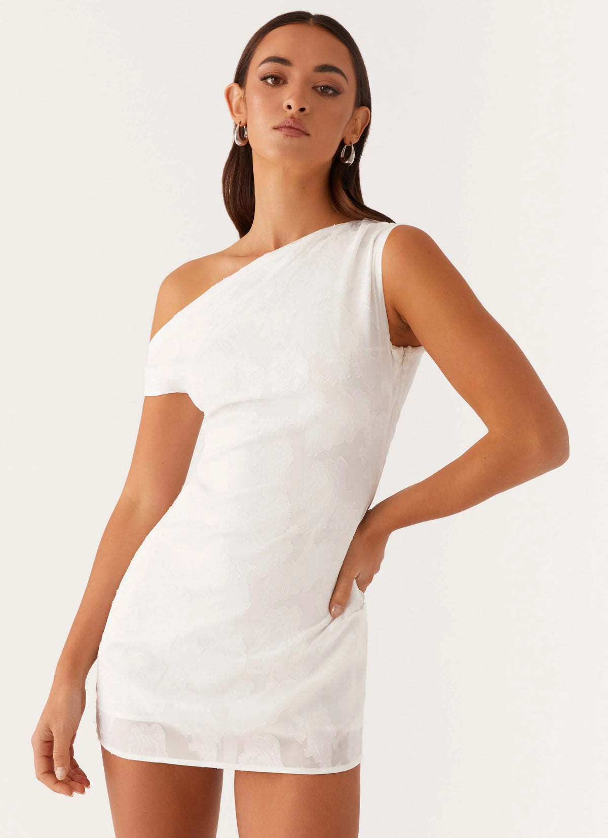 Channing One Shoulder Mini Dress - White