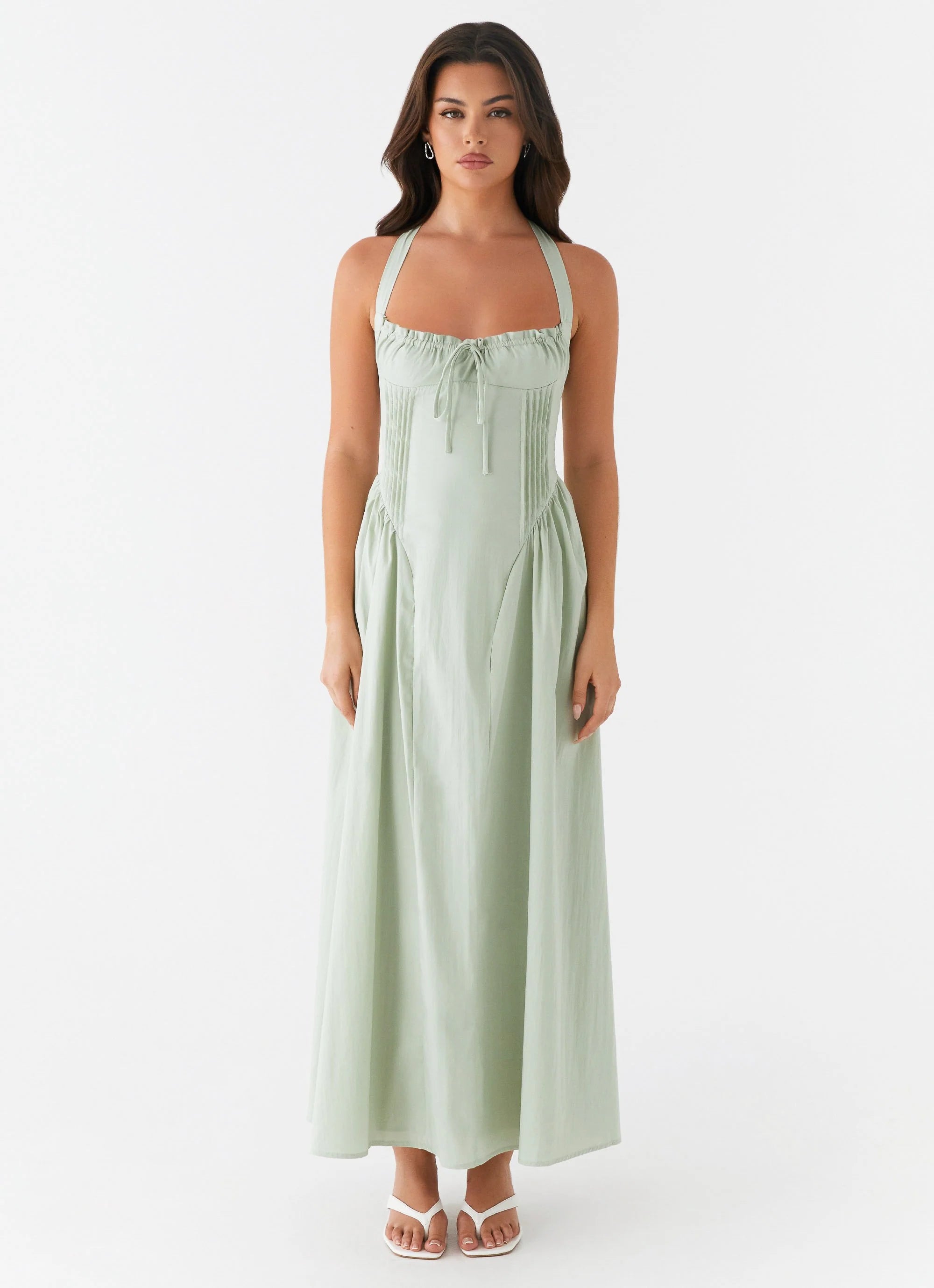 Olenna Halterneck Midi Dress - Sage