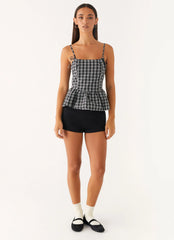 Laura Top - White Black Check