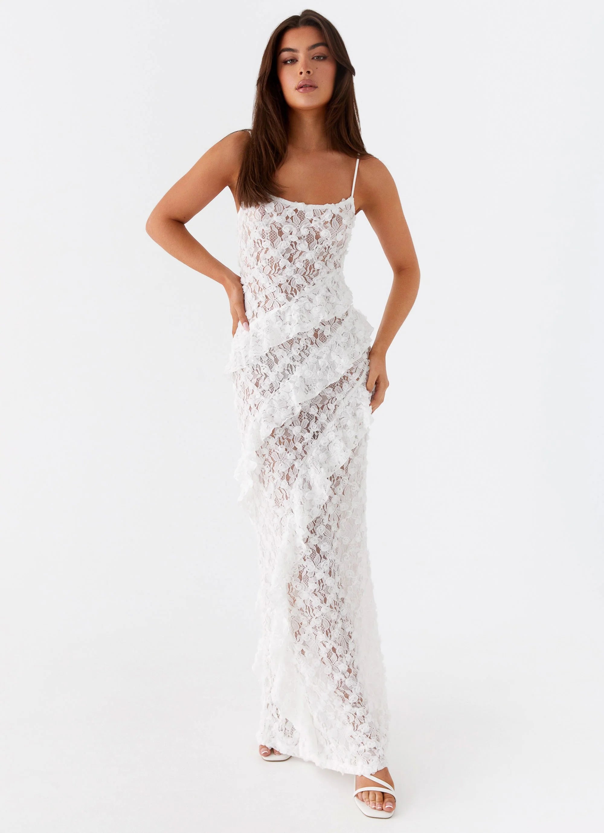 Sansone Frill Maxi Dress - White