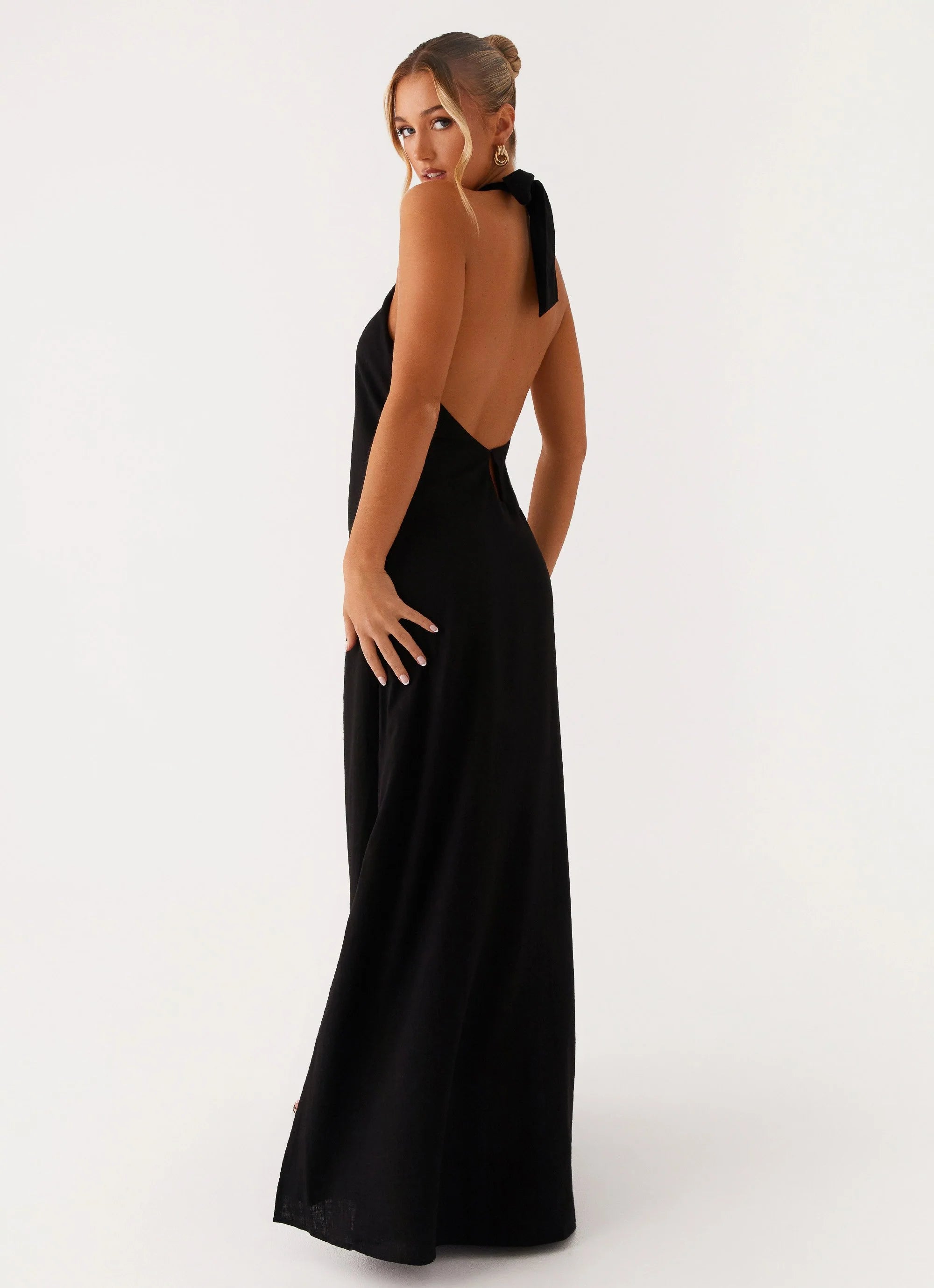 Golden Child Linen Maxi Dress - Black