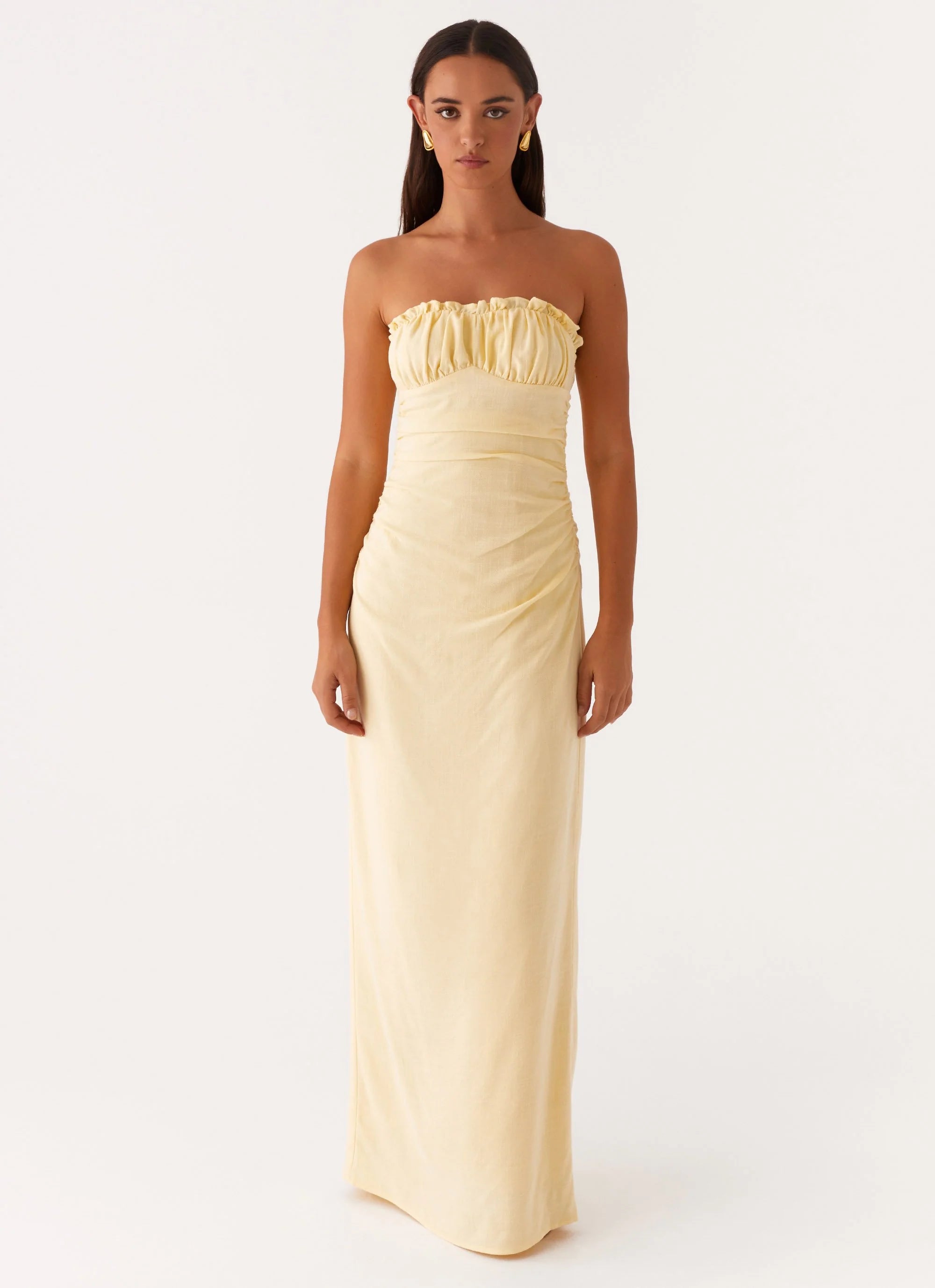 Xena Gathered Maxi Dress - Yellow