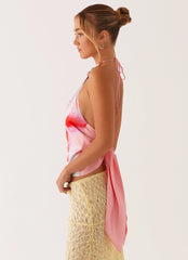 Dalila Beaded Tie Back Top - Pink Lily