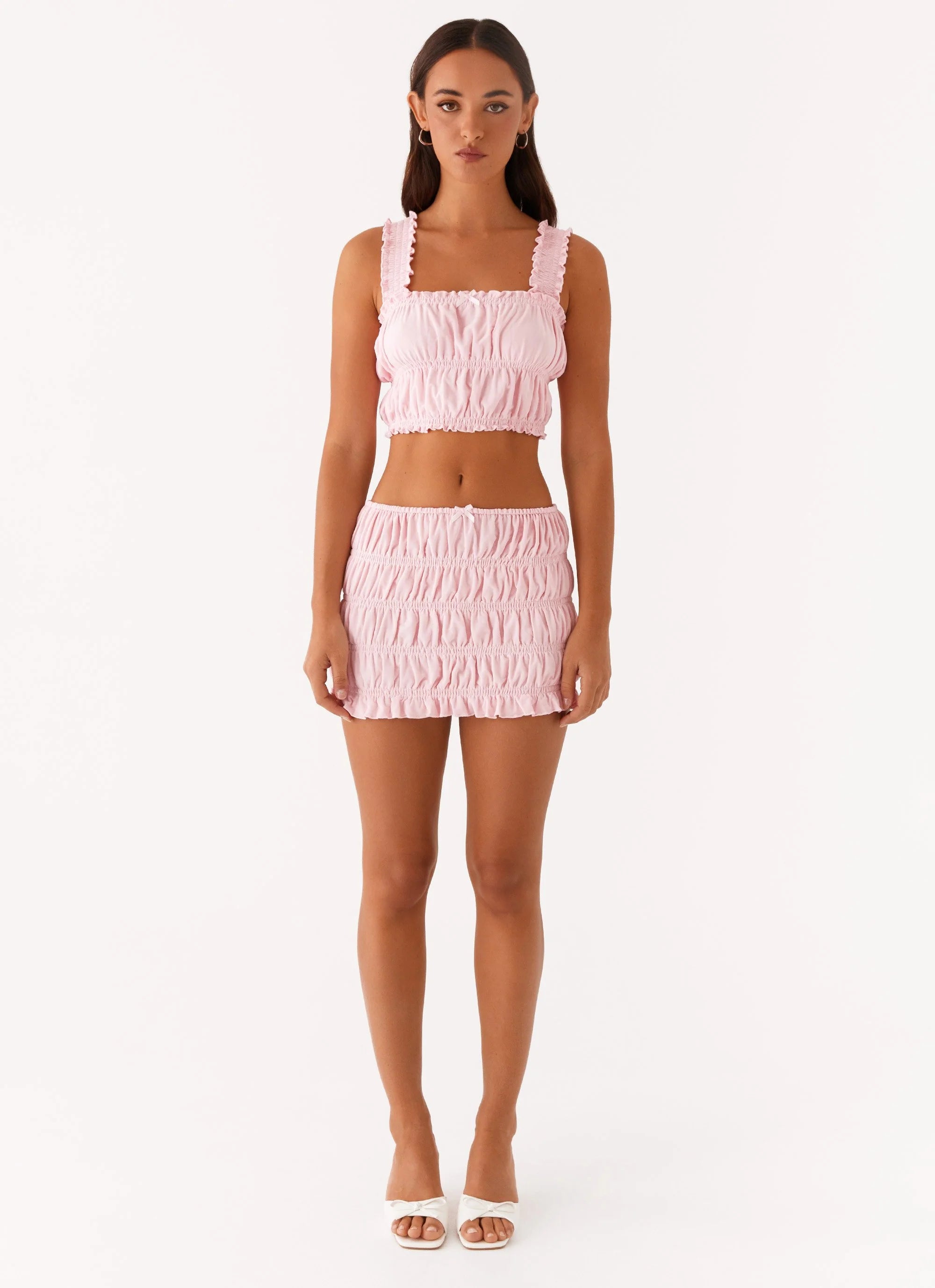 Off by Heart Shirred Skirt - Blush