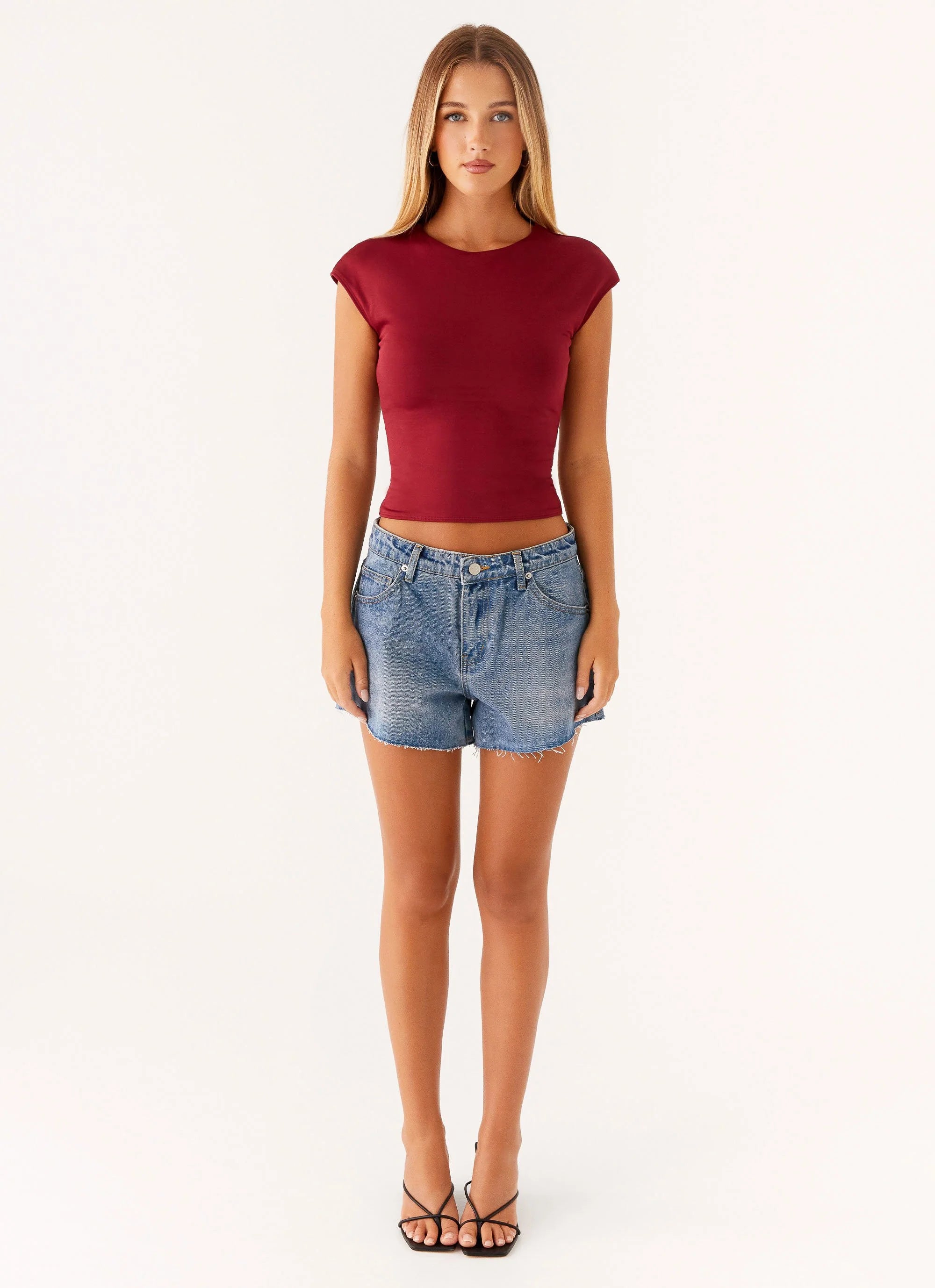 Davie Low Rise Denim Shorts - Blue