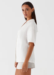 Hadley Open Back Short Sleeve Shirt - White