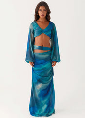 Austin Cut Out Maxi Skirt - Blue Tie Dye