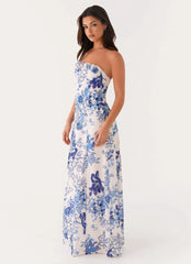 Tayla Linen Maxi Dress - Serene Sky Floral