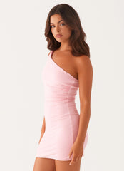 Monty One Shoulder Mini Dress - Pink