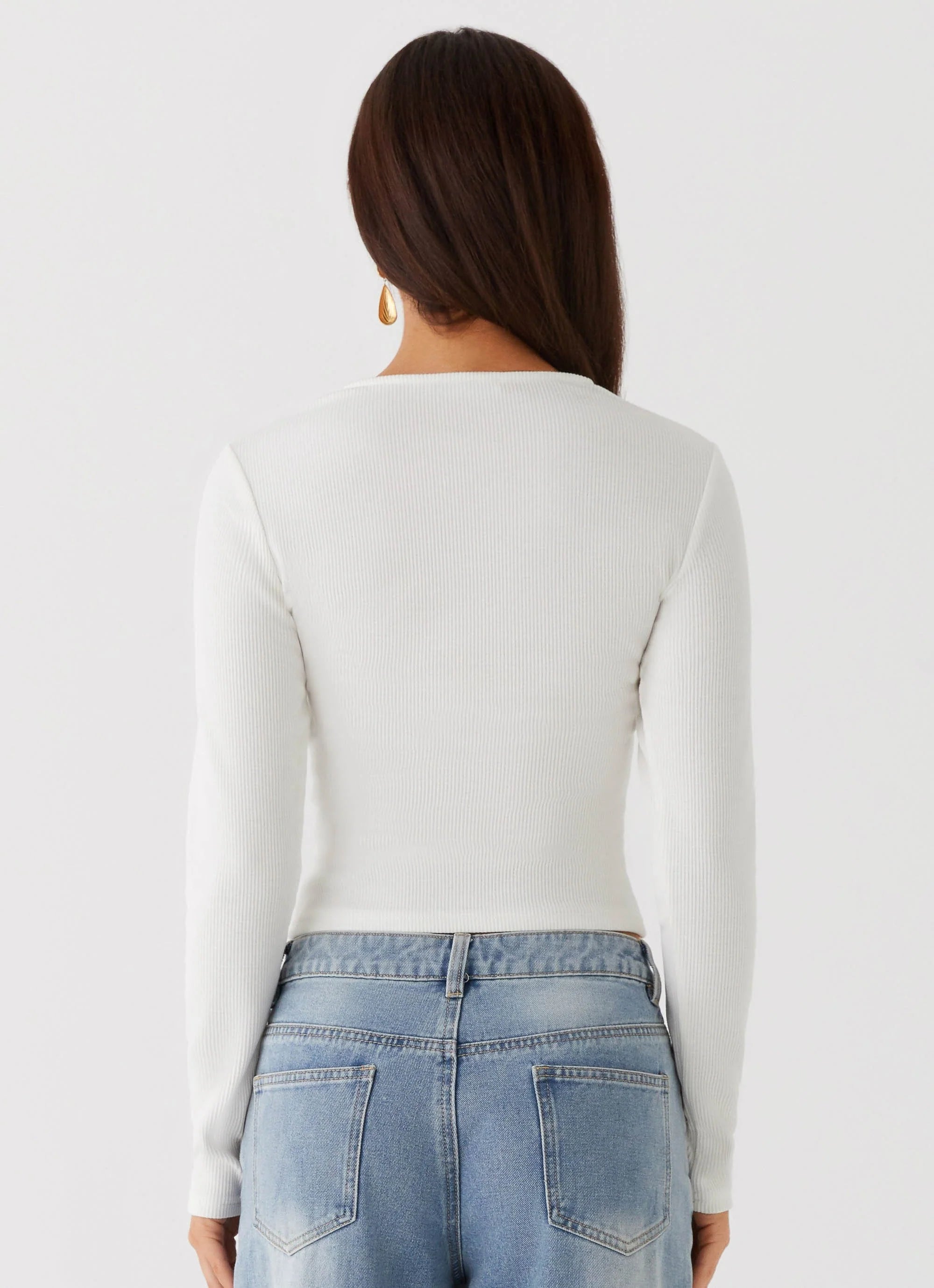 Kellie Long Sleeve Knit Top - White