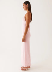 Beki Beaded Mesh Maxi Dress - Pink