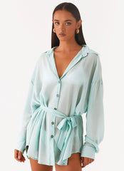 Miley Oversized Chiffon Shirt - Pale Blue