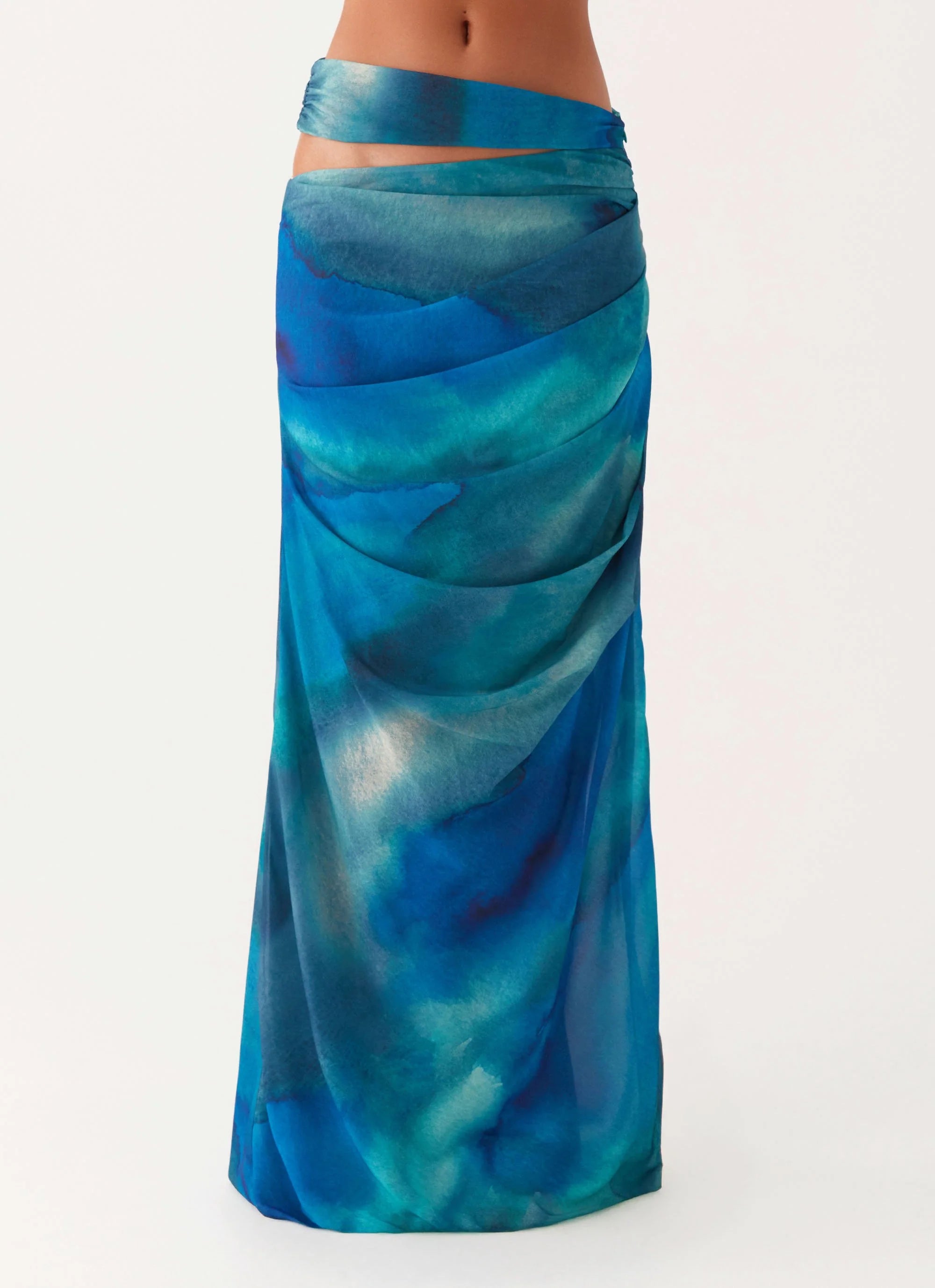 Austin Cut Out Maxi Skirt - Blue Tie Dye