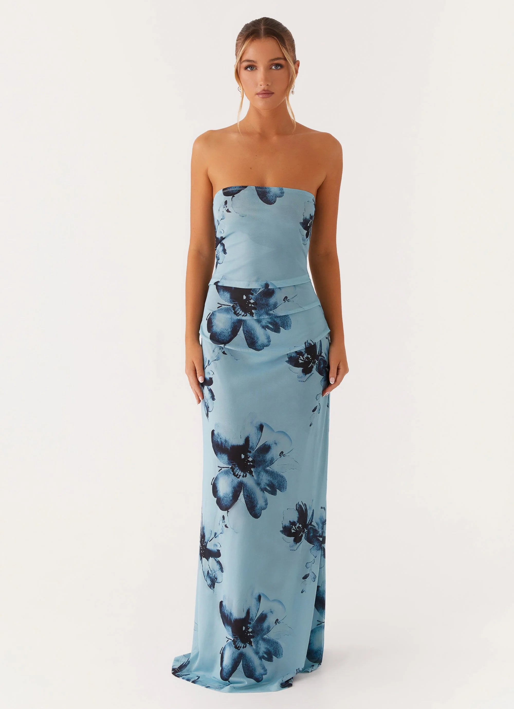 Field Of Dreams Maxi Dress - Blue Black Floral