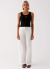 Heatwave Linen Wide Leg Pants - White