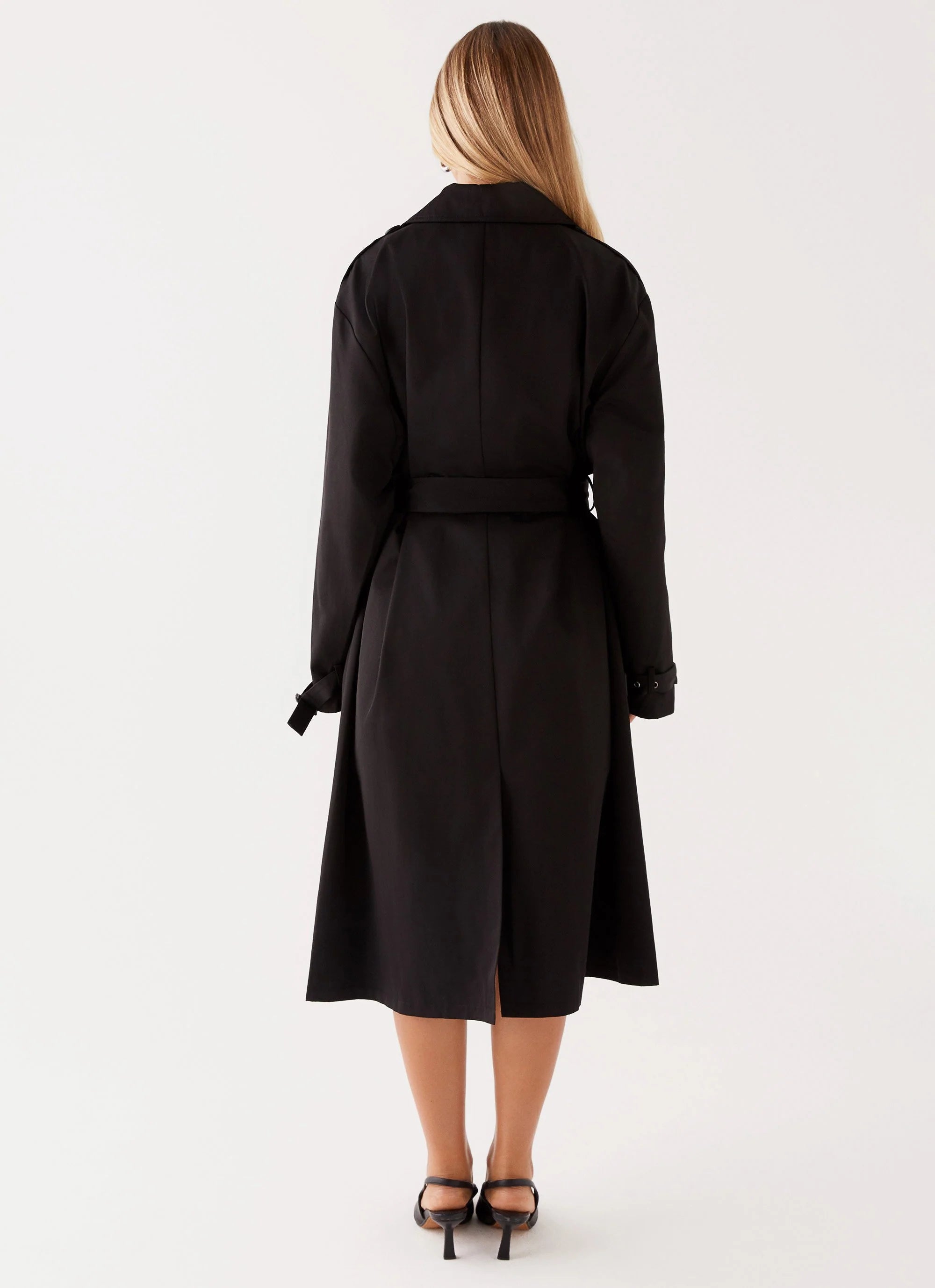 Frenchy Oversized Trench Coat - Black