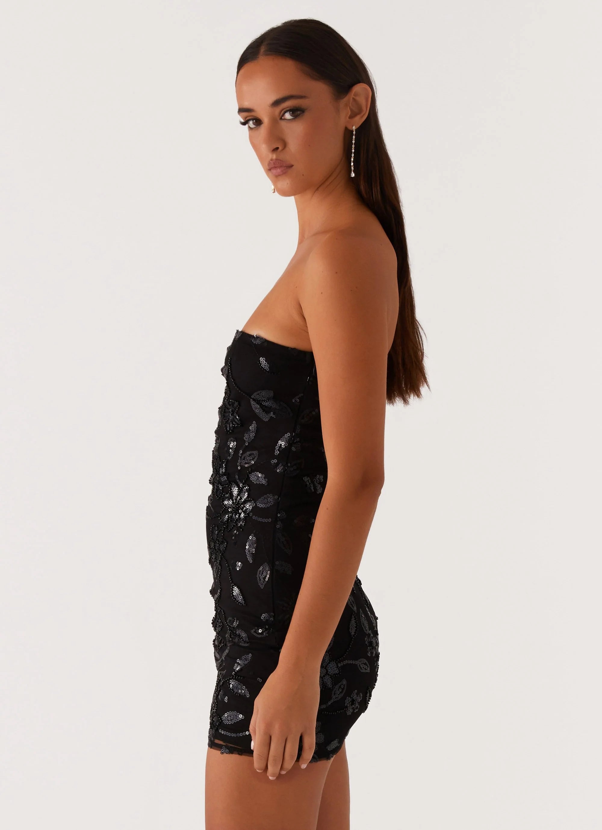 Moorey Beaded Mini Dress - Black