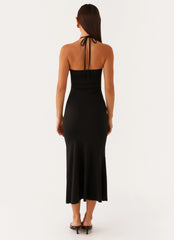 Zena Halterneck Midi Dress - Black