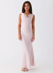 Be Mine Satin Maxi Dress - Mauve Pink