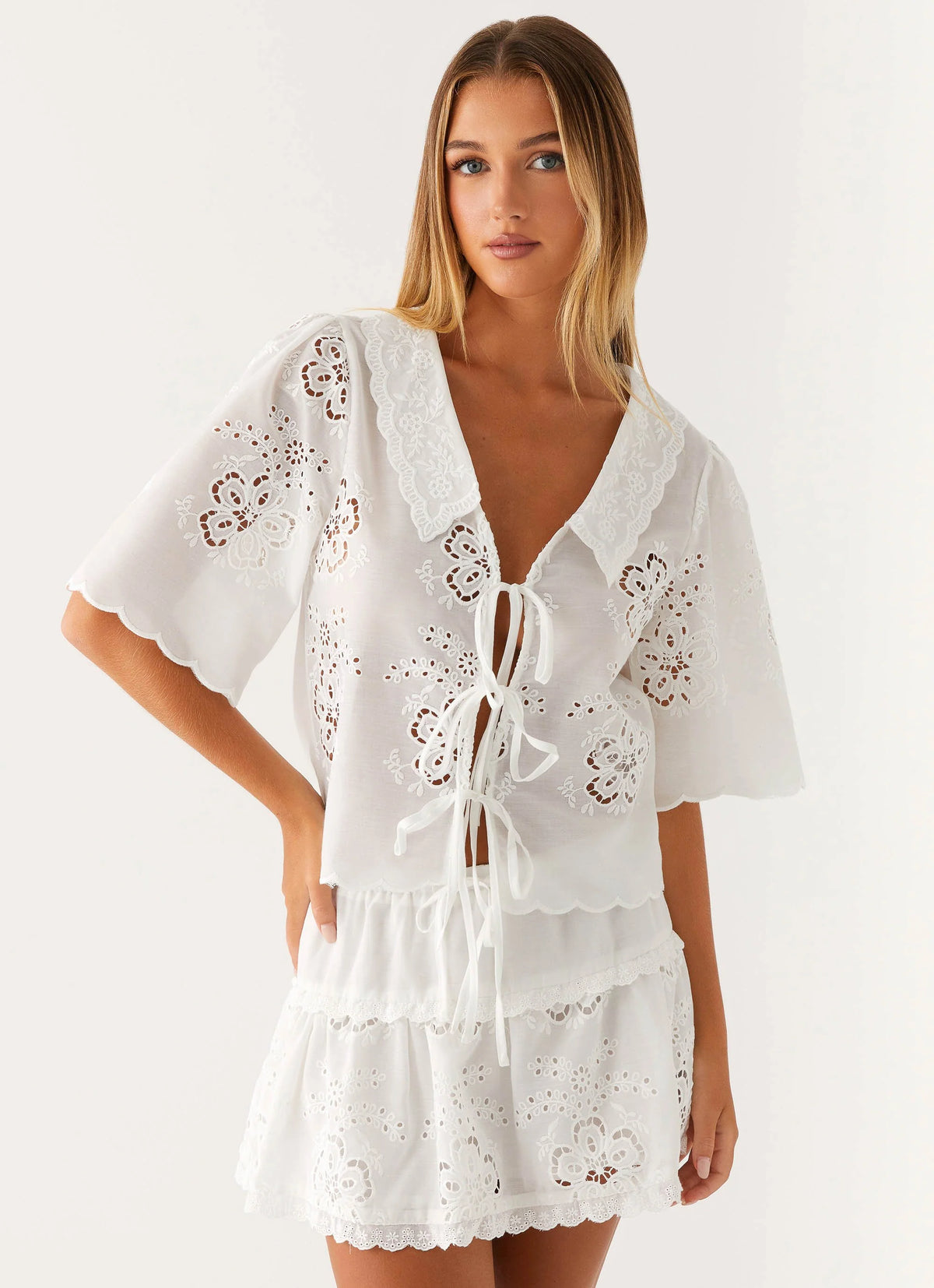 Summer Escape Embroidered Top - White