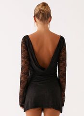 Mara Lace Mini Dress - Black