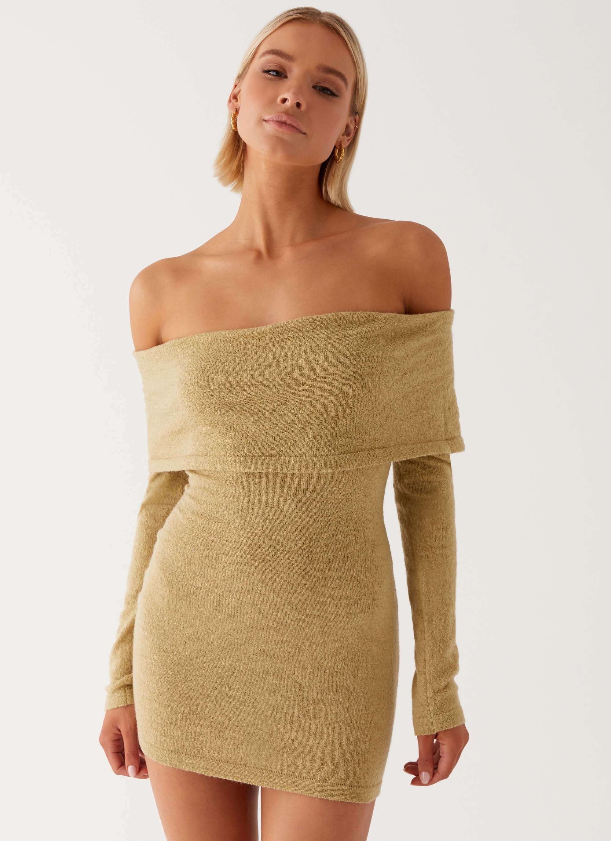 Myla Off Shoulder Mini Dress - Camel