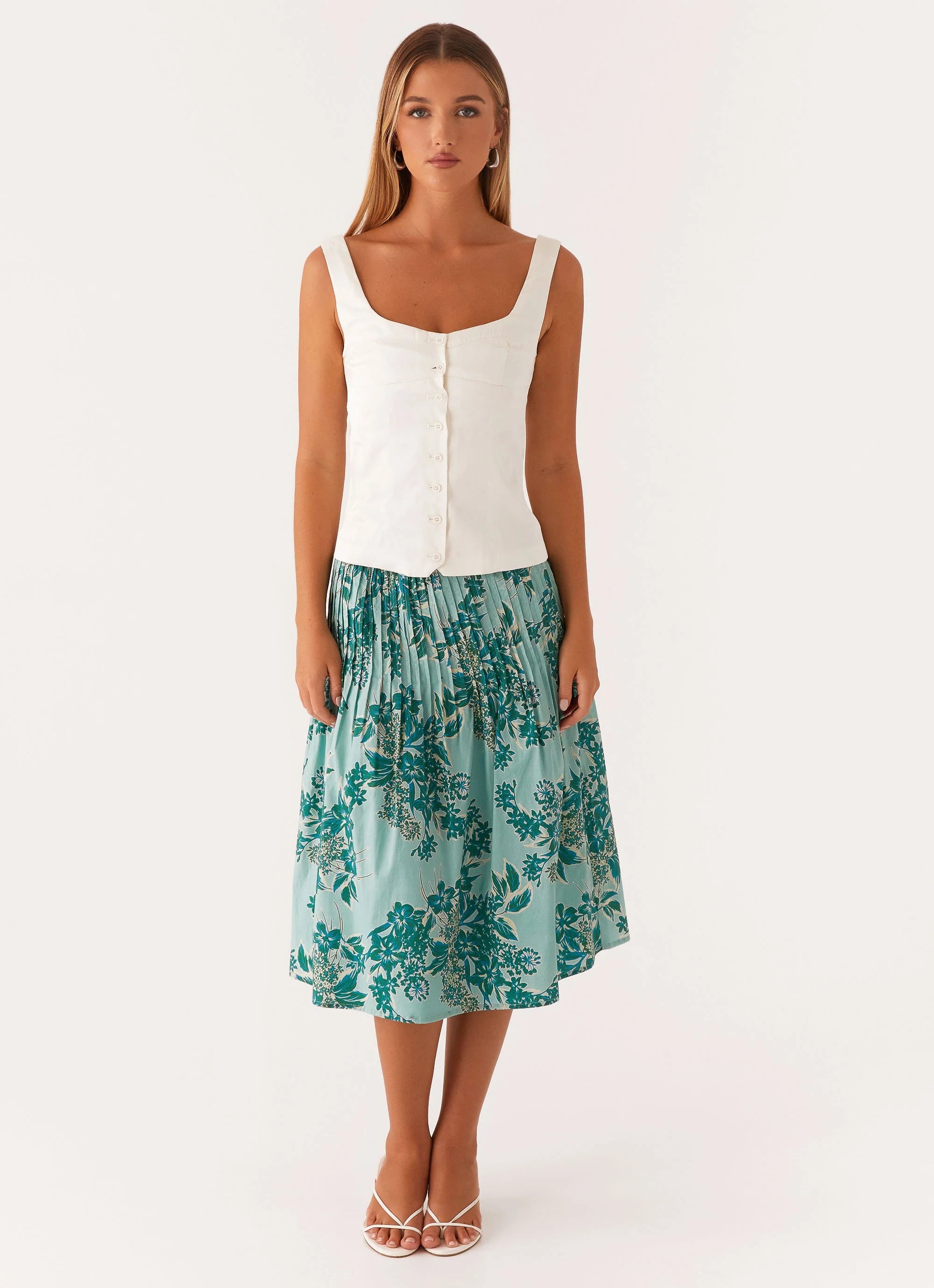 Dreamscape Midi Skirt - Cloud Nine Floral