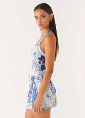 Garden Party Mini Dress - Serene Sky Floral