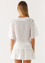 Summer Escape Embroidered Mini Skirt - White