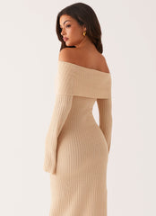 Jacqueline Knit Maxi Dress - Beige