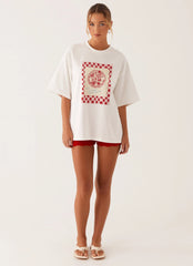 Born To Have Fun Oversized Graphic Tee - Red