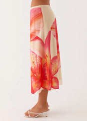 Summertime Midi Skirt - Yellow Floral