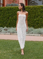 Kingsly Crochet Maxi Dress - White