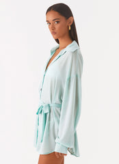 Miley Oversized Chiffon Shirt - Pale Blue