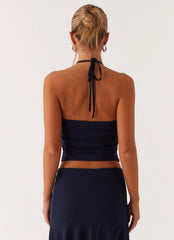 Paris Nights Halter Top - Navy