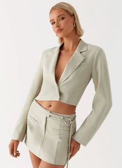 Olea Open Back Cropped Blazer - Sage