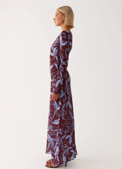 Lorde Maxi Dress - Brown Purple Floral