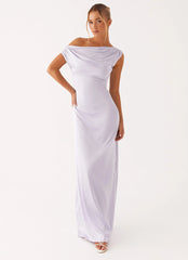 Heart Of Glass Satin Maxi Dress - Lilac