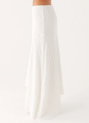 Tayah Asymmetrical Maxi Skirt - White