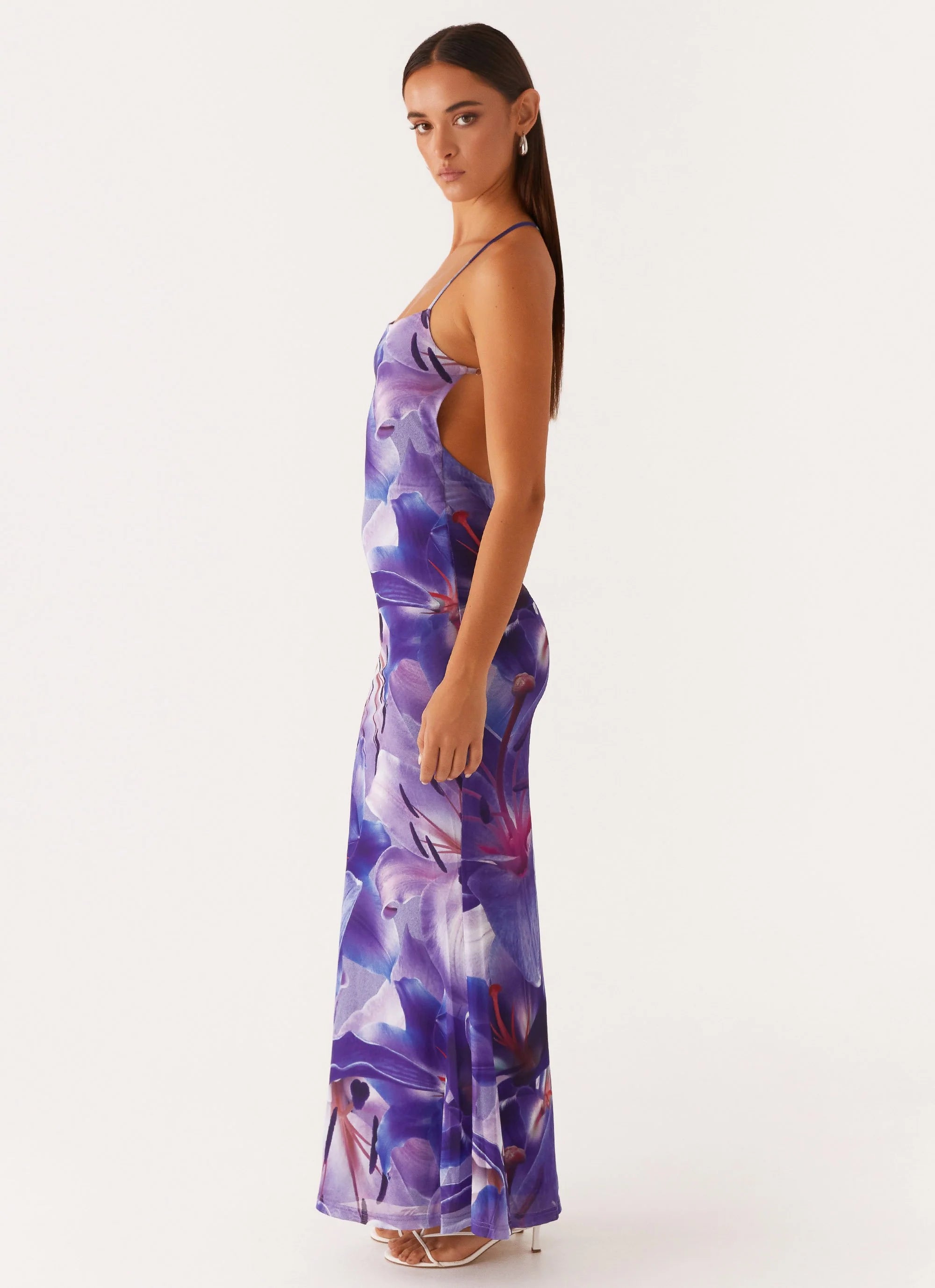 Livia Maxi Dress - Purple White Lilly