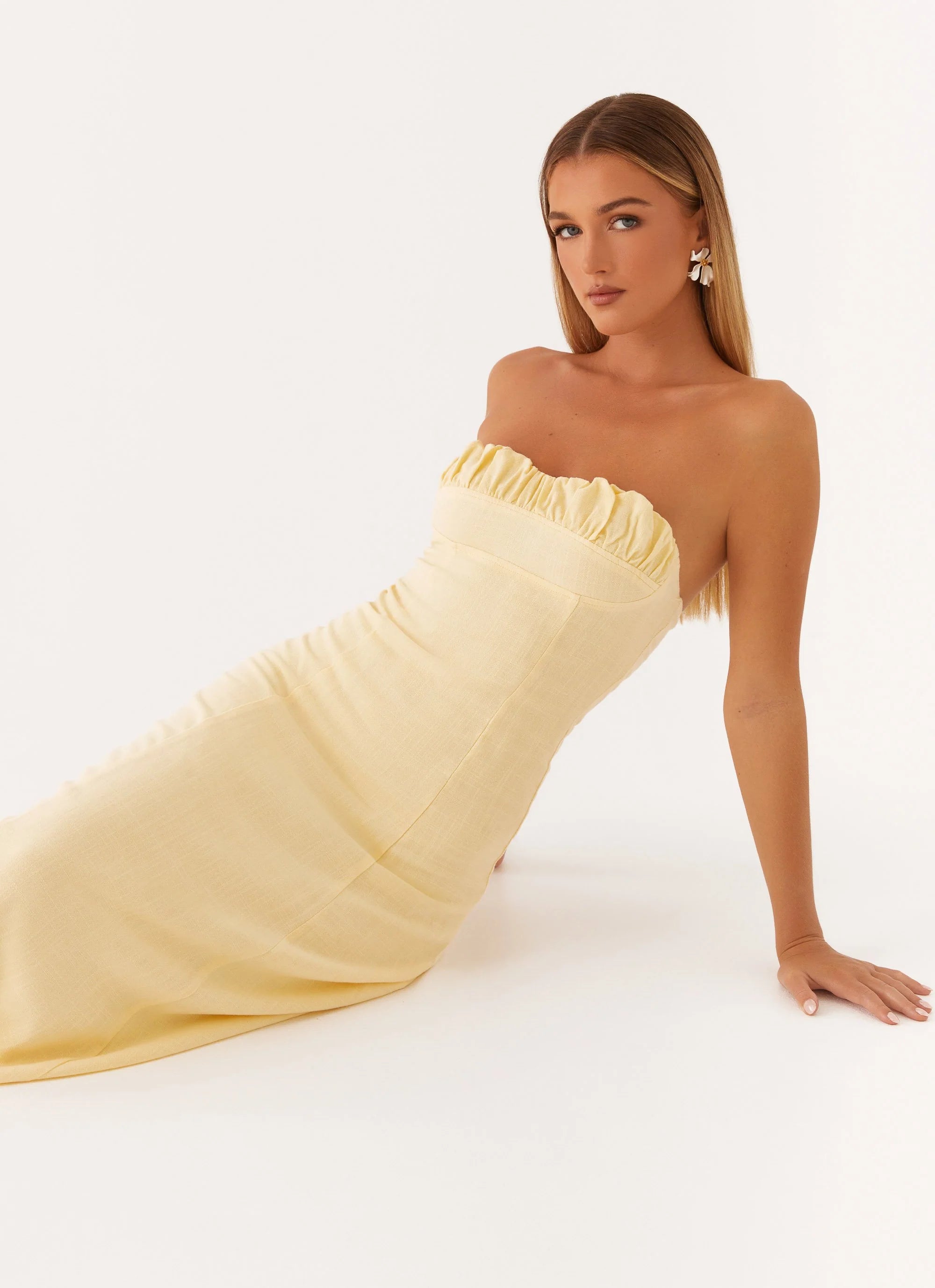 Tayla Linen Maxi Dress - Yellow