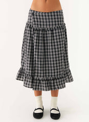 Laura Midi Skirt - White Black Check