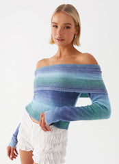 Tully Off Shoulder Knit - Blue Ombre